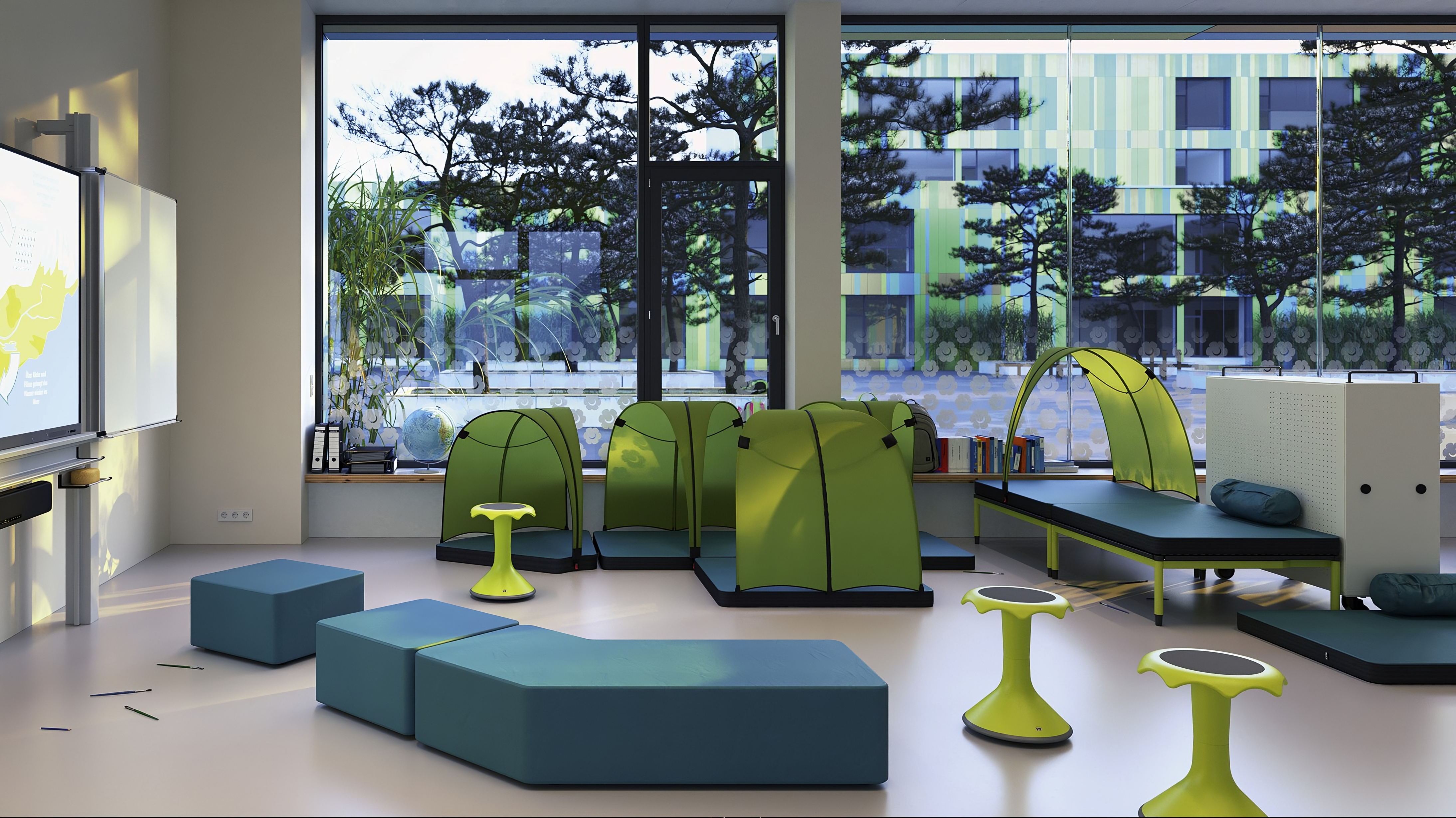 Softe Sitzlandschaften gerade und gebogen | eduLandscape