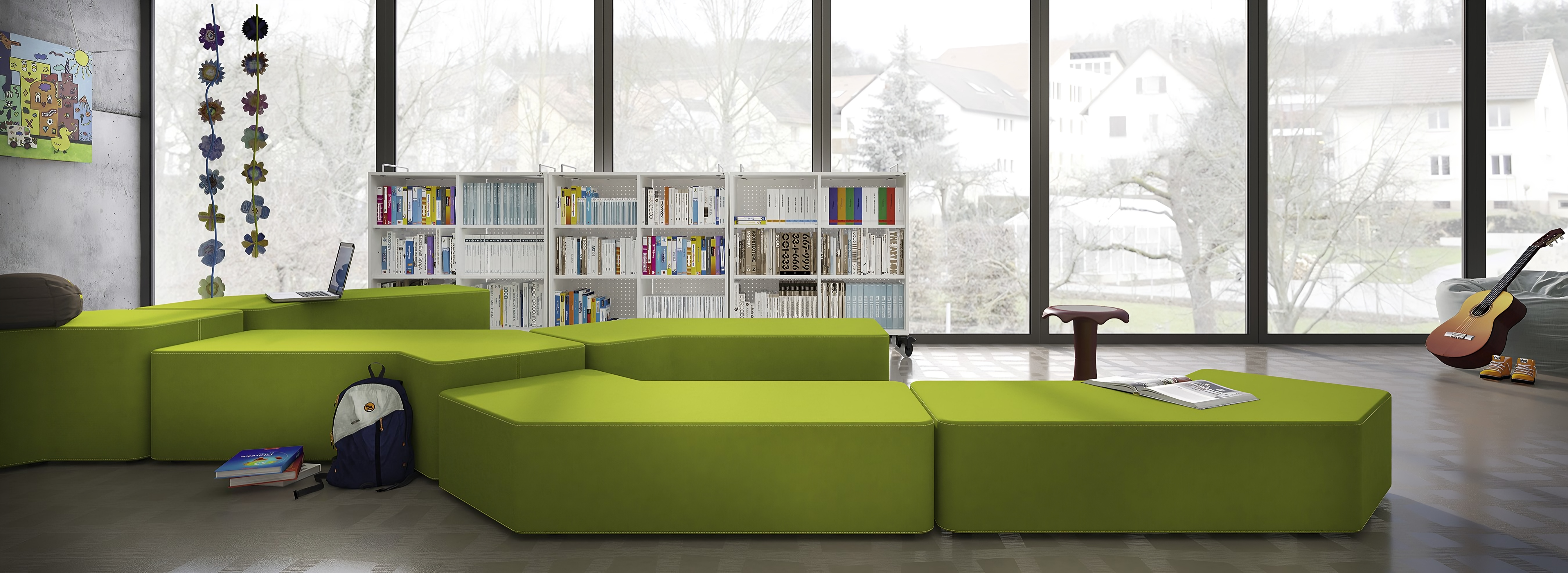 Softe Sitzlandschaften gerade und gebogen | eduLandscape