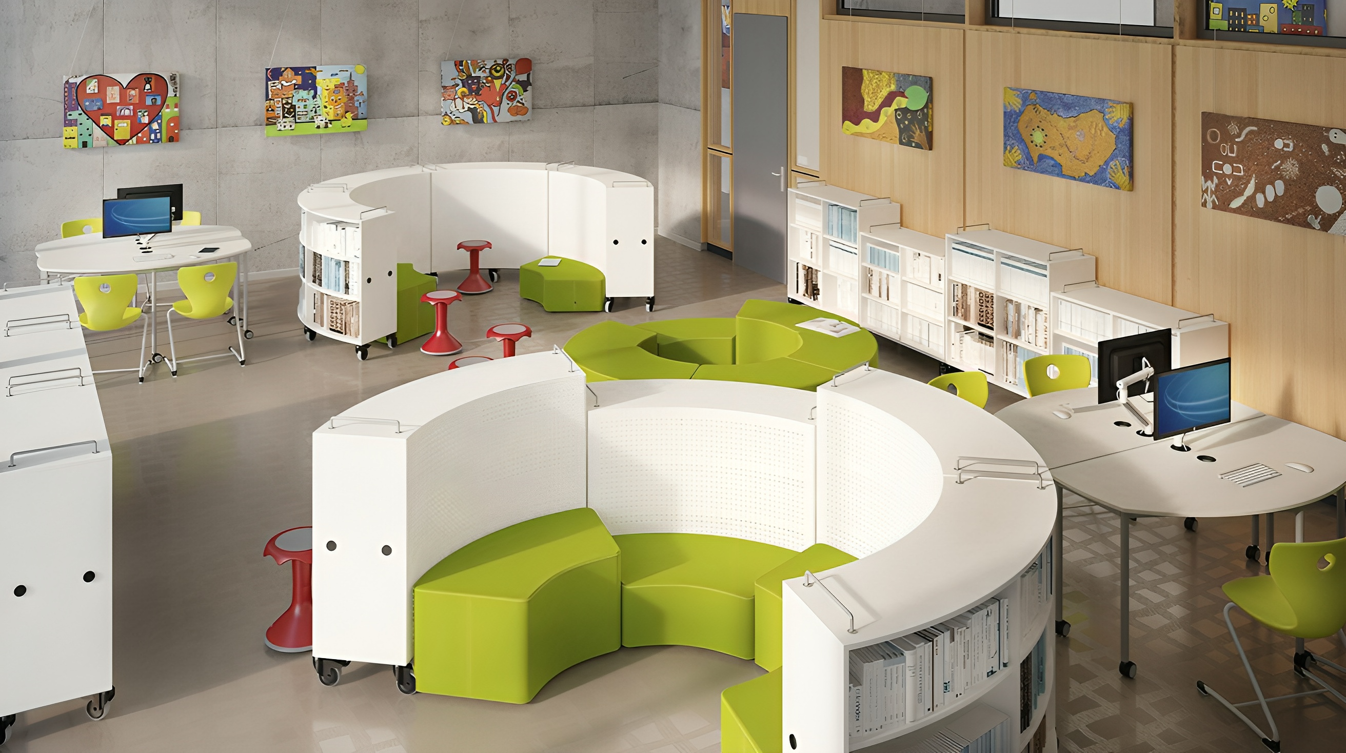 Softe Sitzlandschaften gerade und gebogen | eduLandscape
