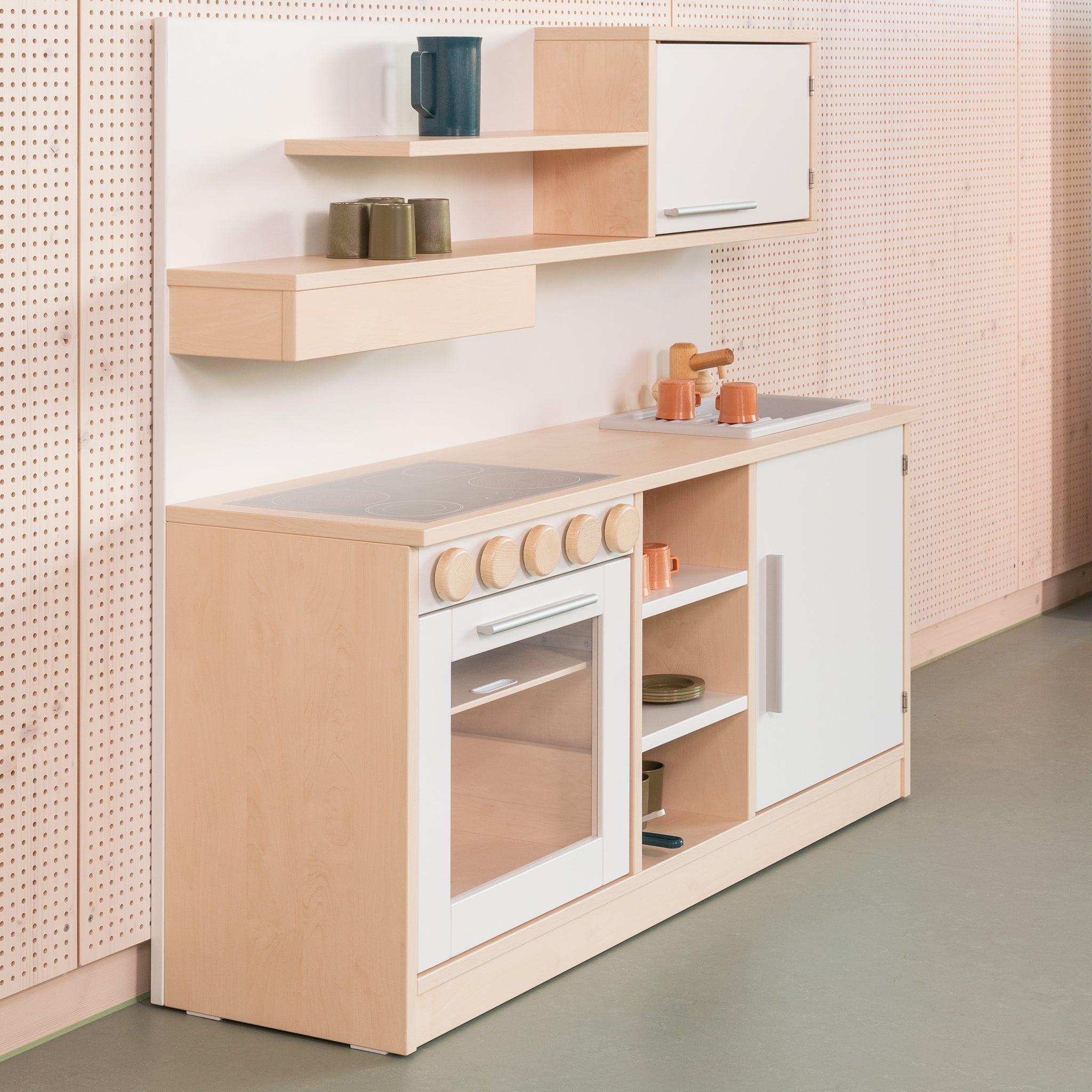 Spielküche Kindergarten mit Rückwand realistische Kinderküche