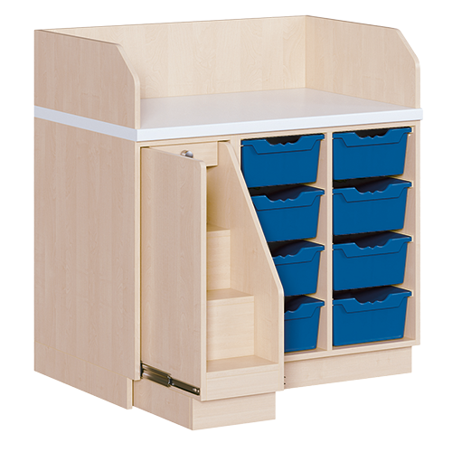Table d'enveloppe avec des escaliers et 8 boîtes pour l'espace de stockage