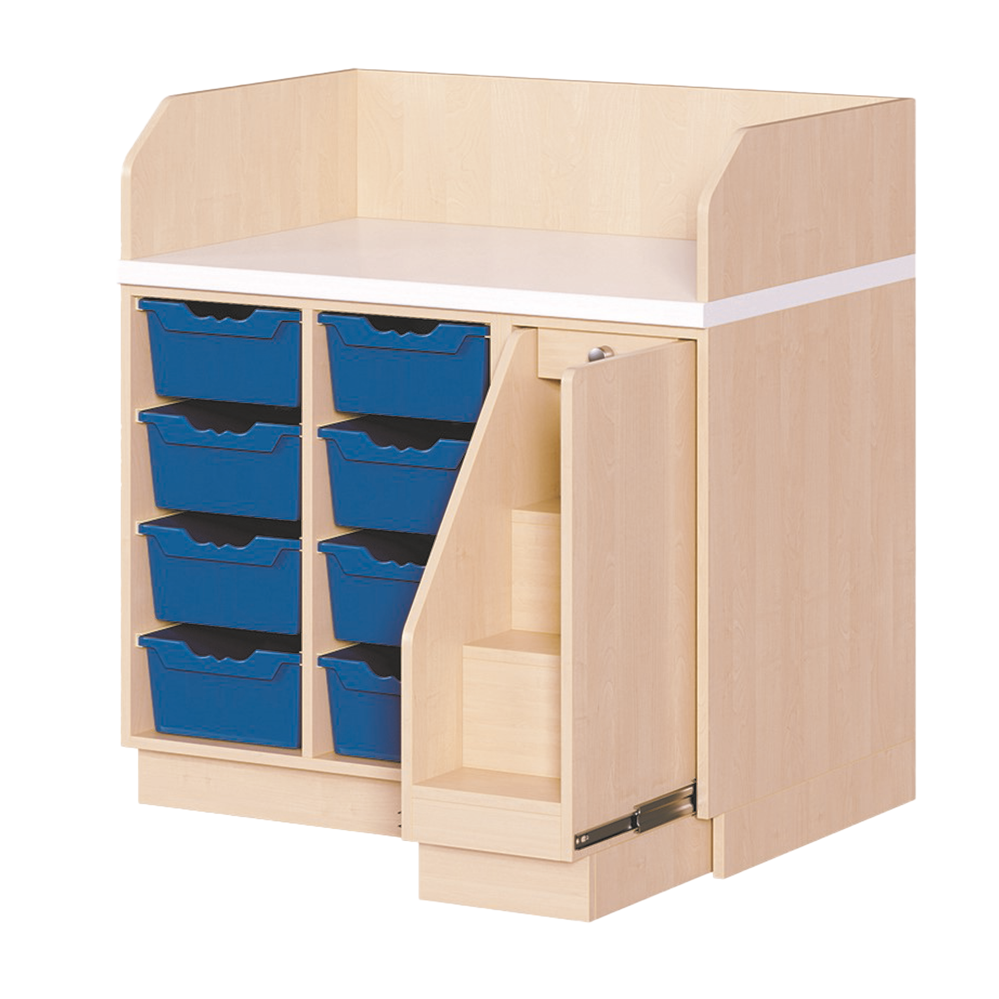 Table d'enveloppe avec des escaliers et 8 boîtes pour l'espace de stockage
