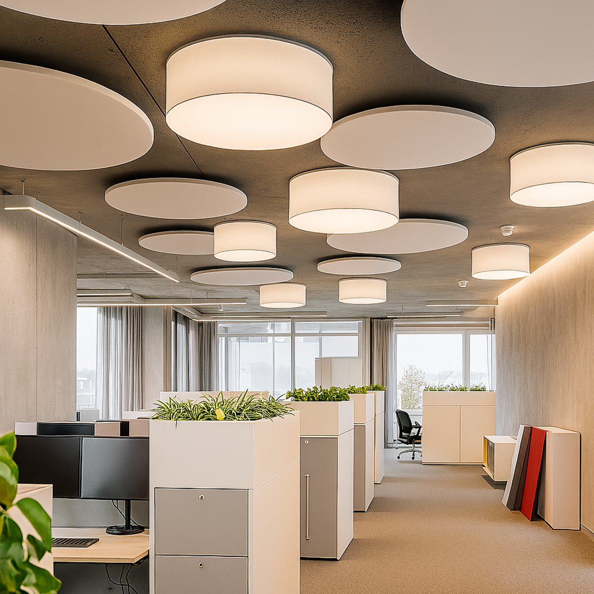 Akustikdecke ROUND – Top Akustiklösung mit Absorptionsklasse A | Schweizer Design