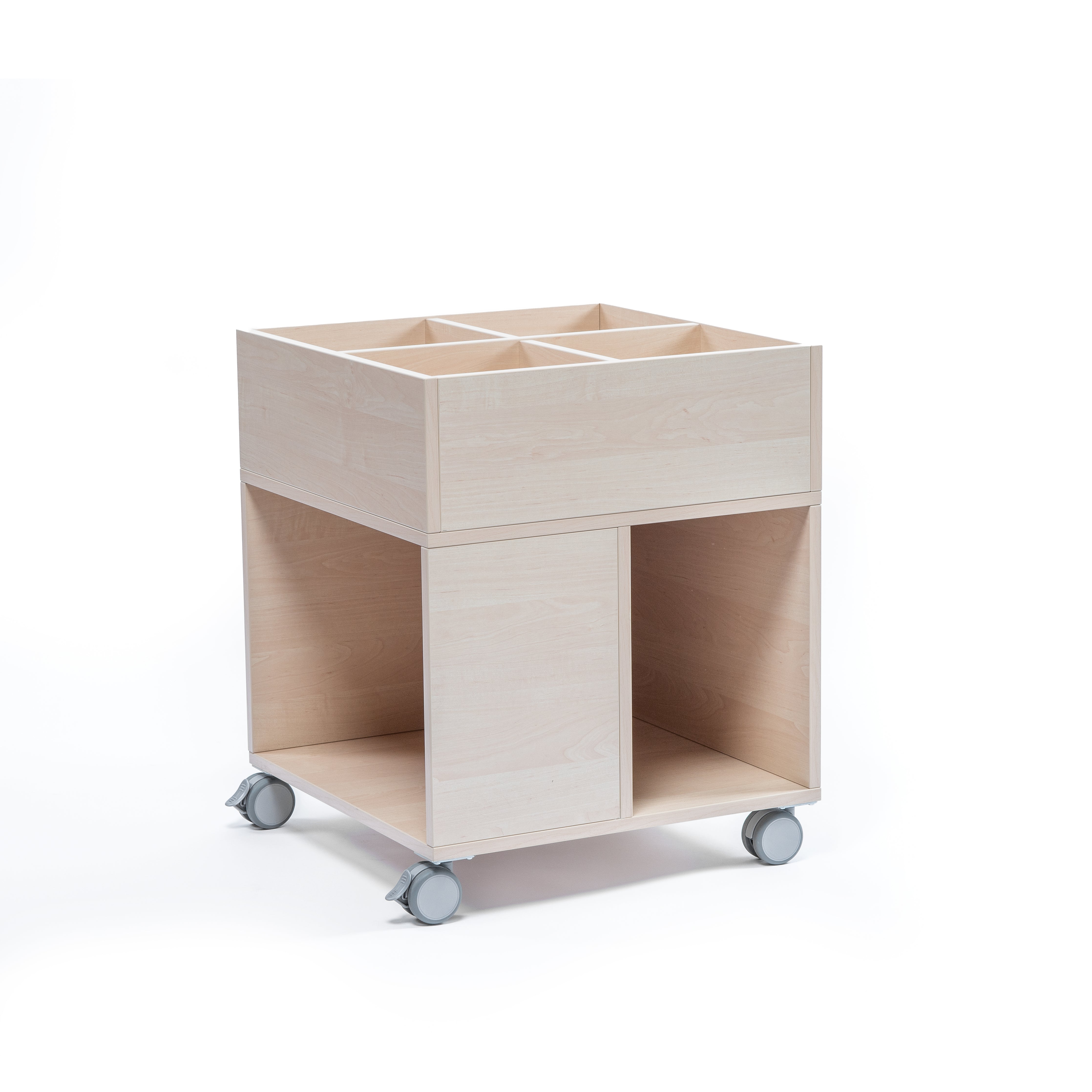 Bücherwagen auf Rollen aus hochwertigem Holz für Kita und Kindergarten