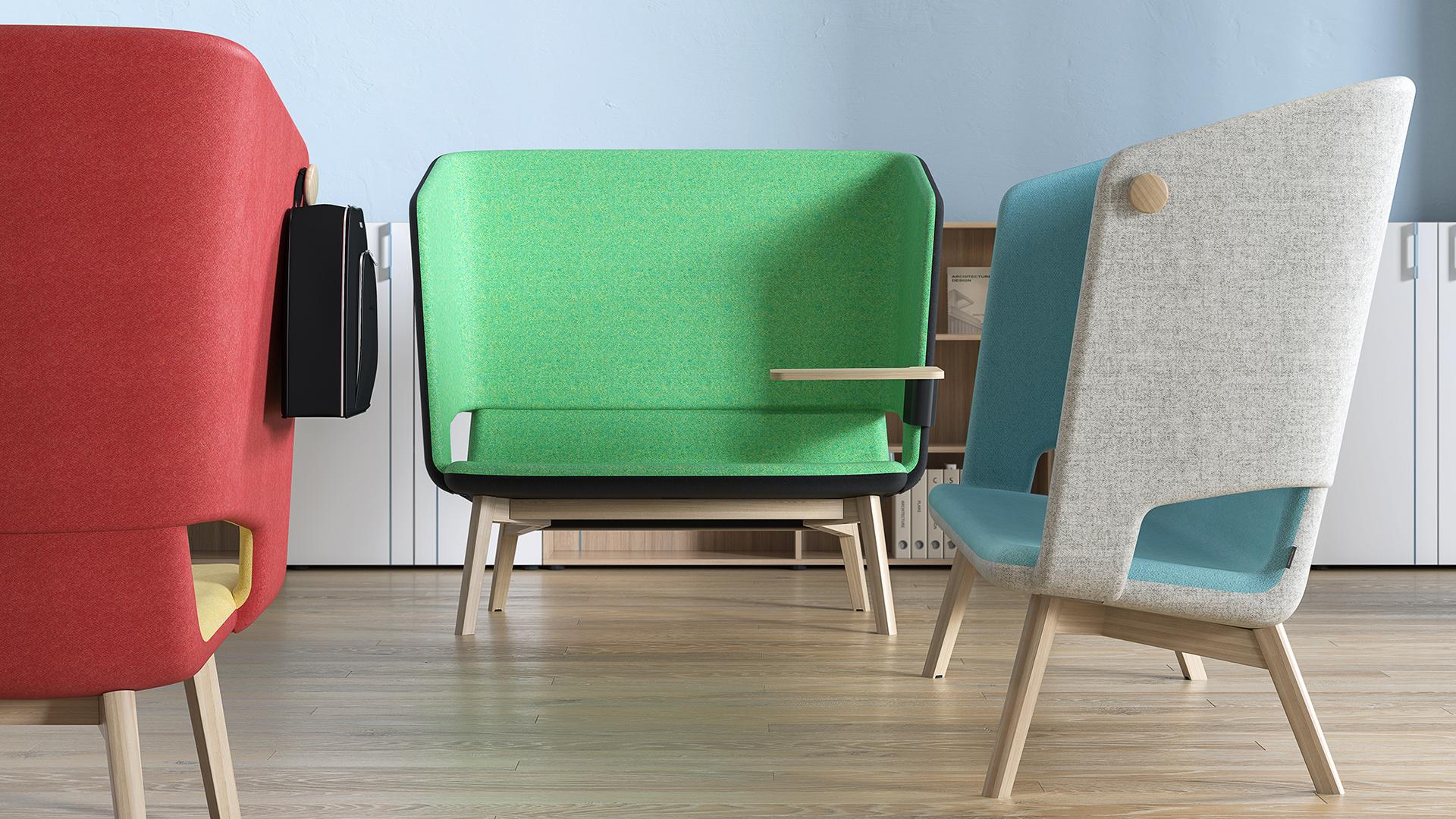 Ergonomisches Bürosofa in modernem Design, perfekt für stilvolle Arbeitsumgebungen.