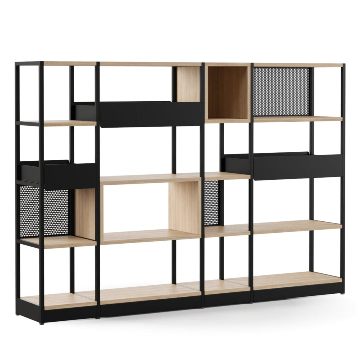 Büroregal 4OH mit Schubfach modular als Raumtrenner ǀ COMBUS