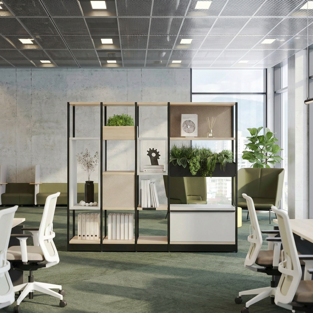 Étagère de bureau modulaire comme séparateur de pièce ǀ Combus