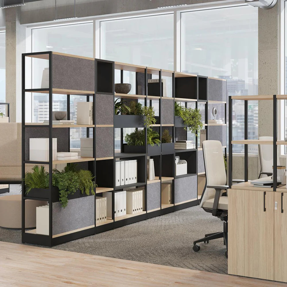 Büroregal Raumtrenner 6OH mit Schubfach B/T/H 274x40x239 cm | COMBUS