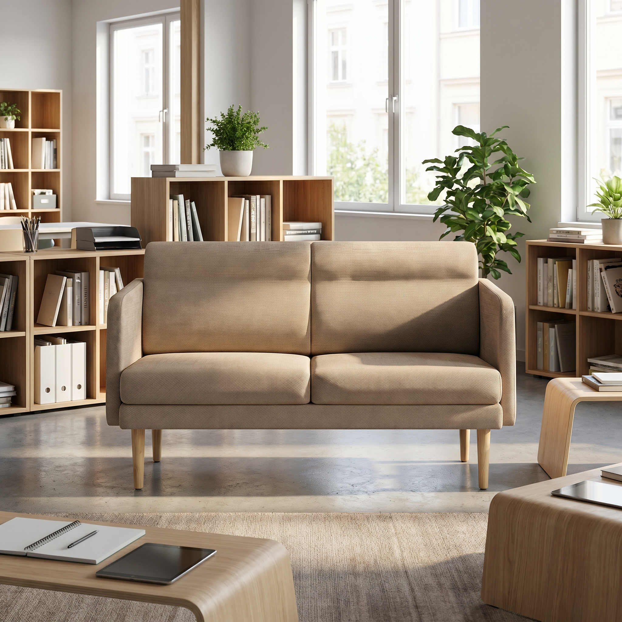 Bürosofa mit niedriger Rückenlehne für kreative Räume