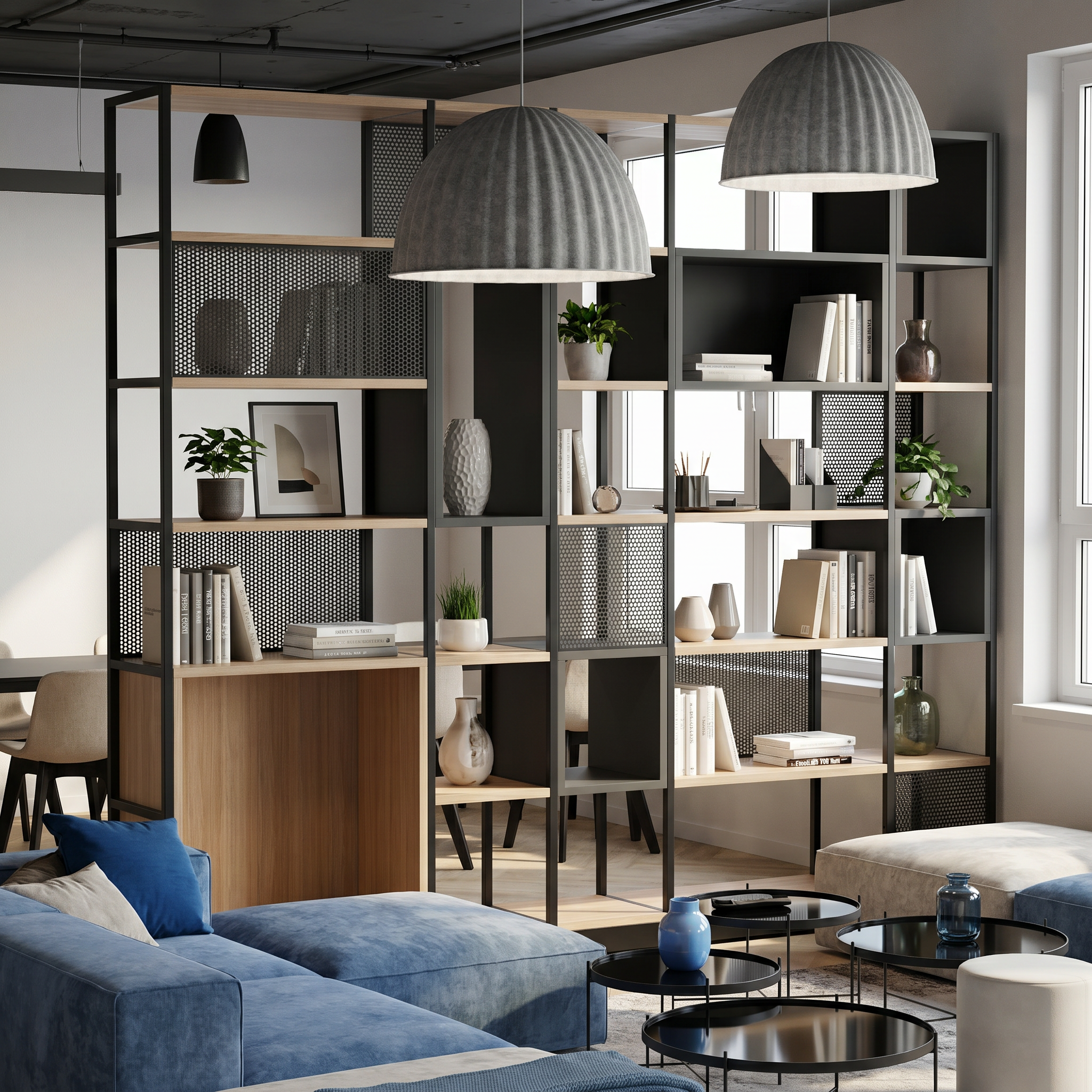 Büroregal Raumtrenner 6OH mit geschlossenem Würfel B/T/H 235x40x239 cm | COMBUS