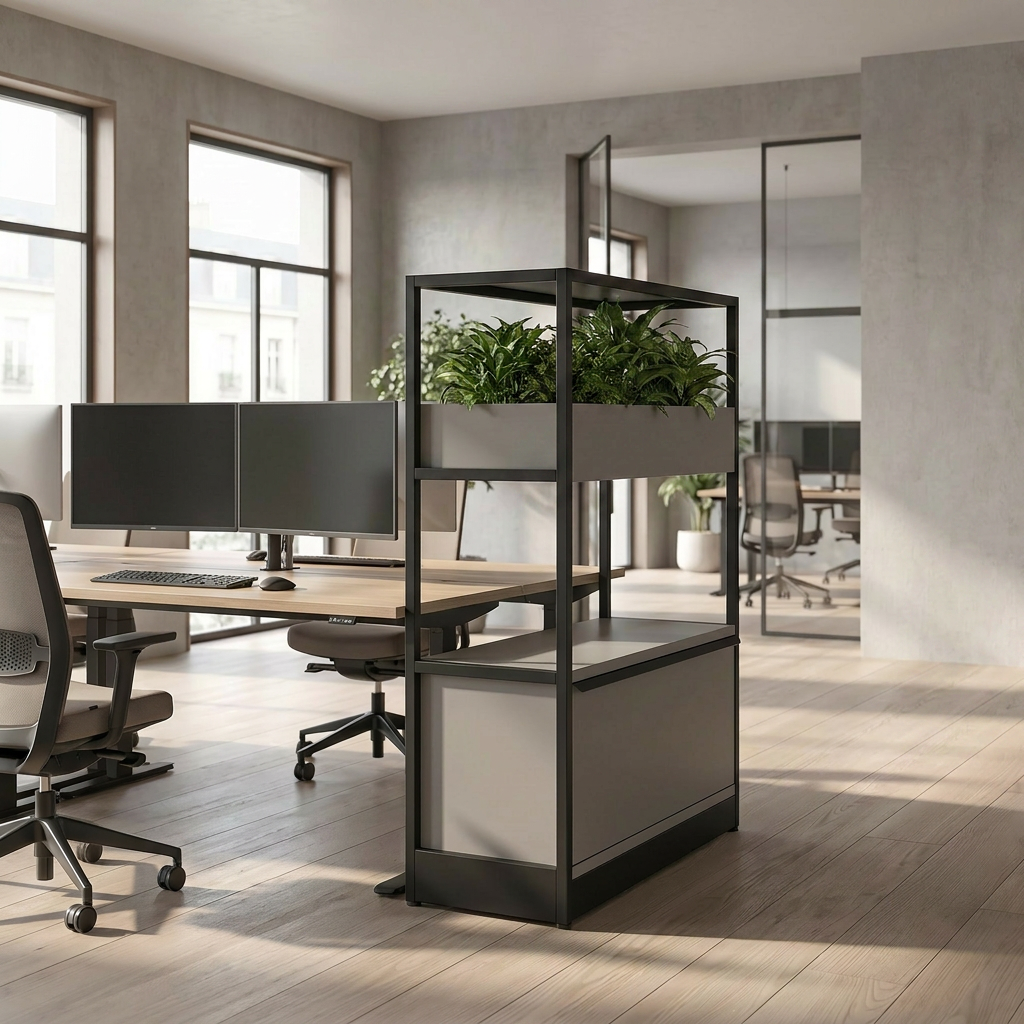 Raumtrenner-Regal Büro mit Blumenkästen ǀ COMBUS