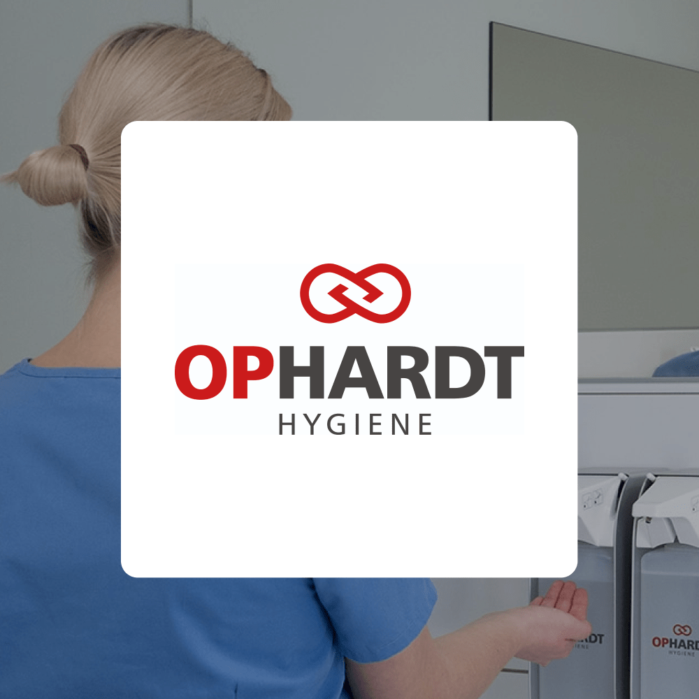 Moderne Hygienelösungen von Ophardt, darunter automatisierte Desinfektionsspender und funktionale Stationen für die Verbesserung der Sauberkeit in öffentlichen und gewerblichen Räumen, präsentiert von Kibemo