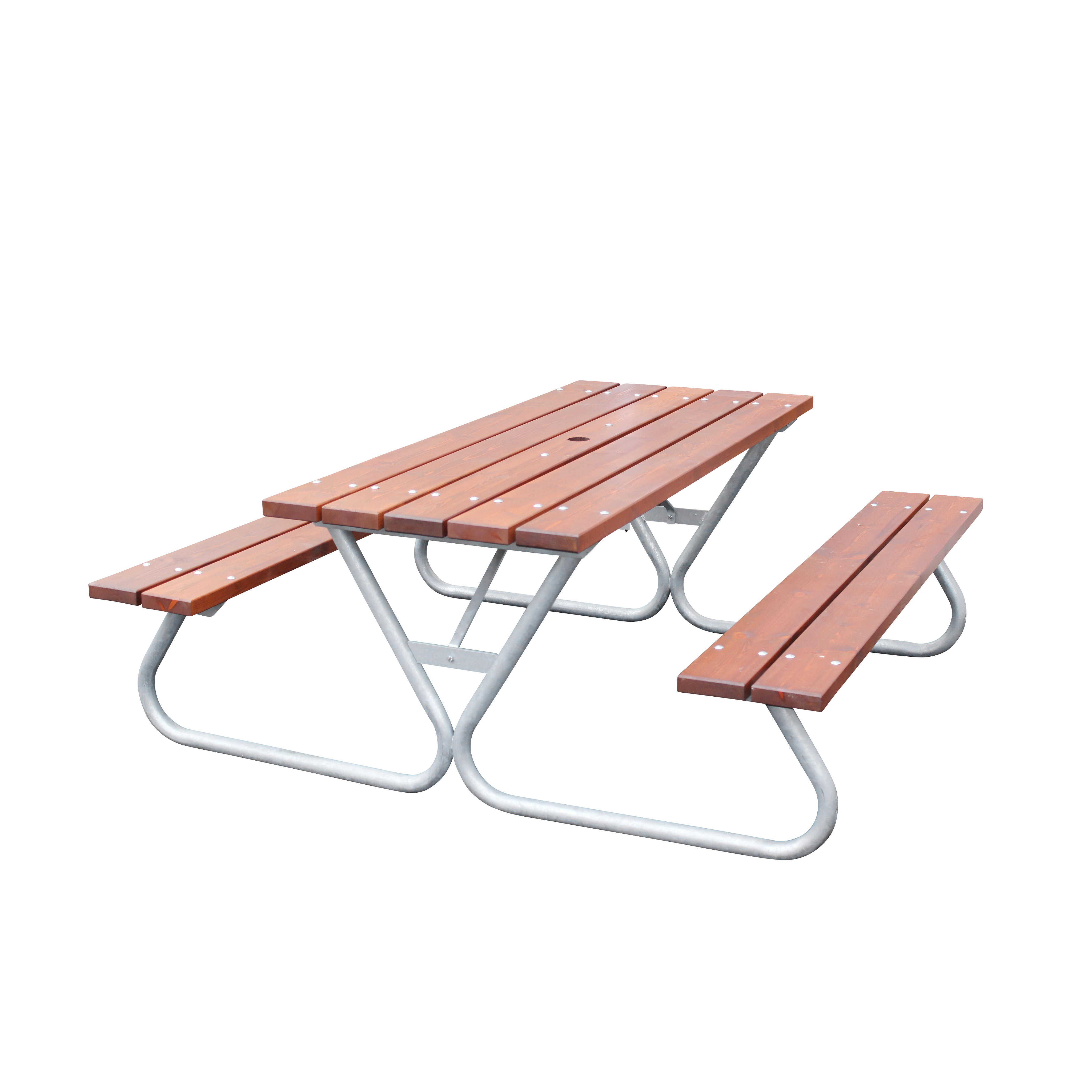 Picknicktisch outdoor aus Holz mit Metallgestell