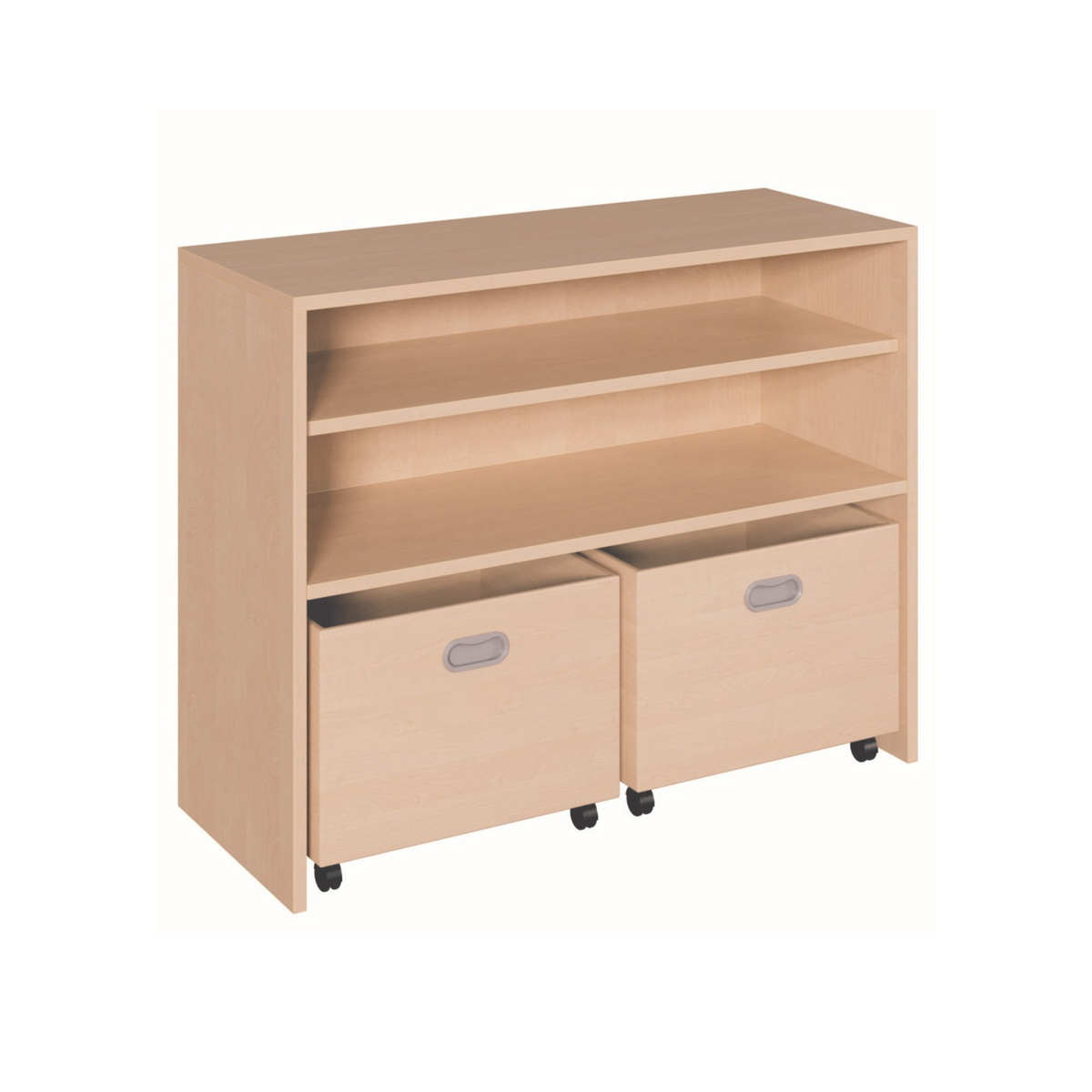 Regal Kindergarten mit flexiblen Rollwagen