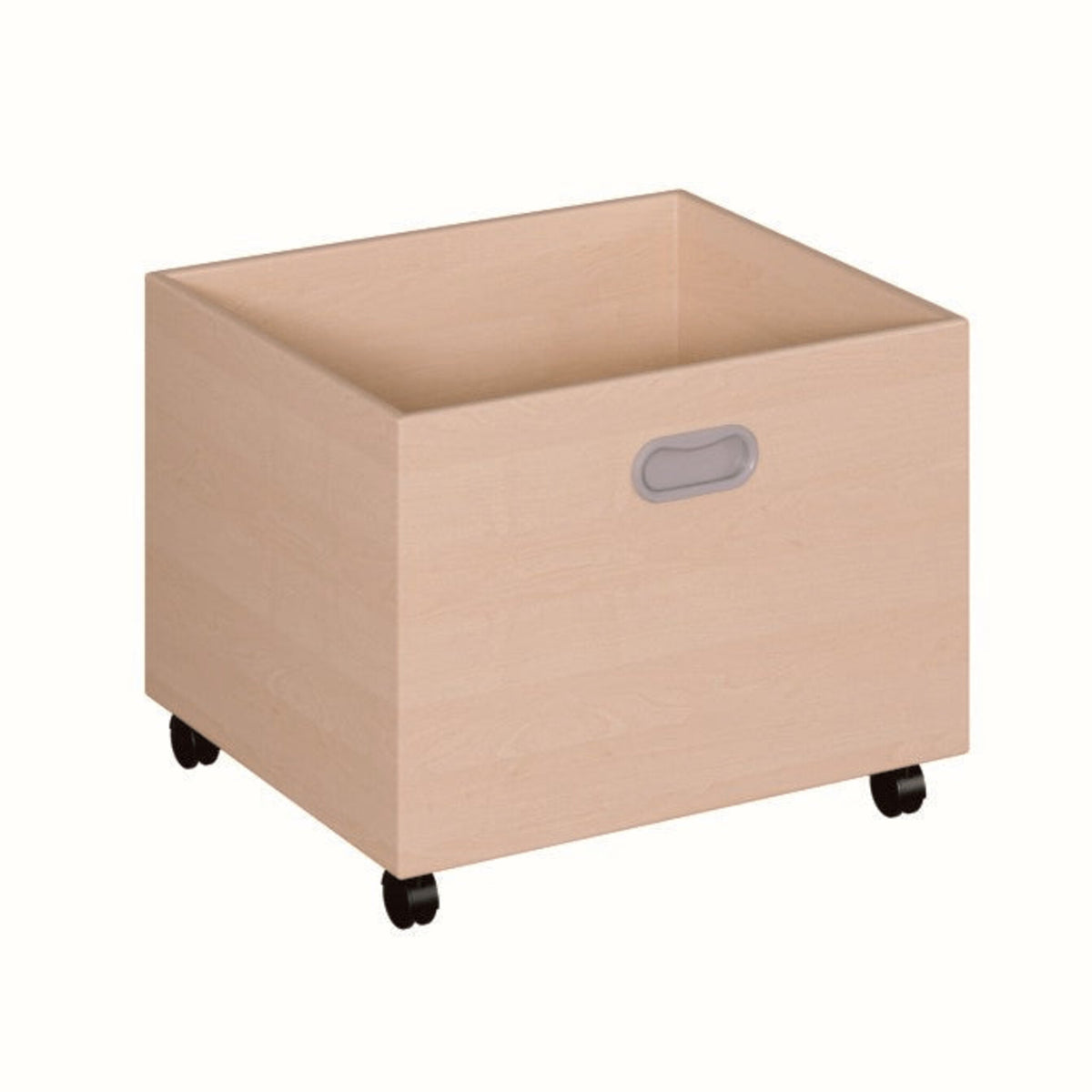 Rollkasten aus Holz, ideal zur Aufbewahrung von Spielzeug, Bastelmaterial und Lernutensilien im Kindergarten, leicht beweglich und platzsparend.