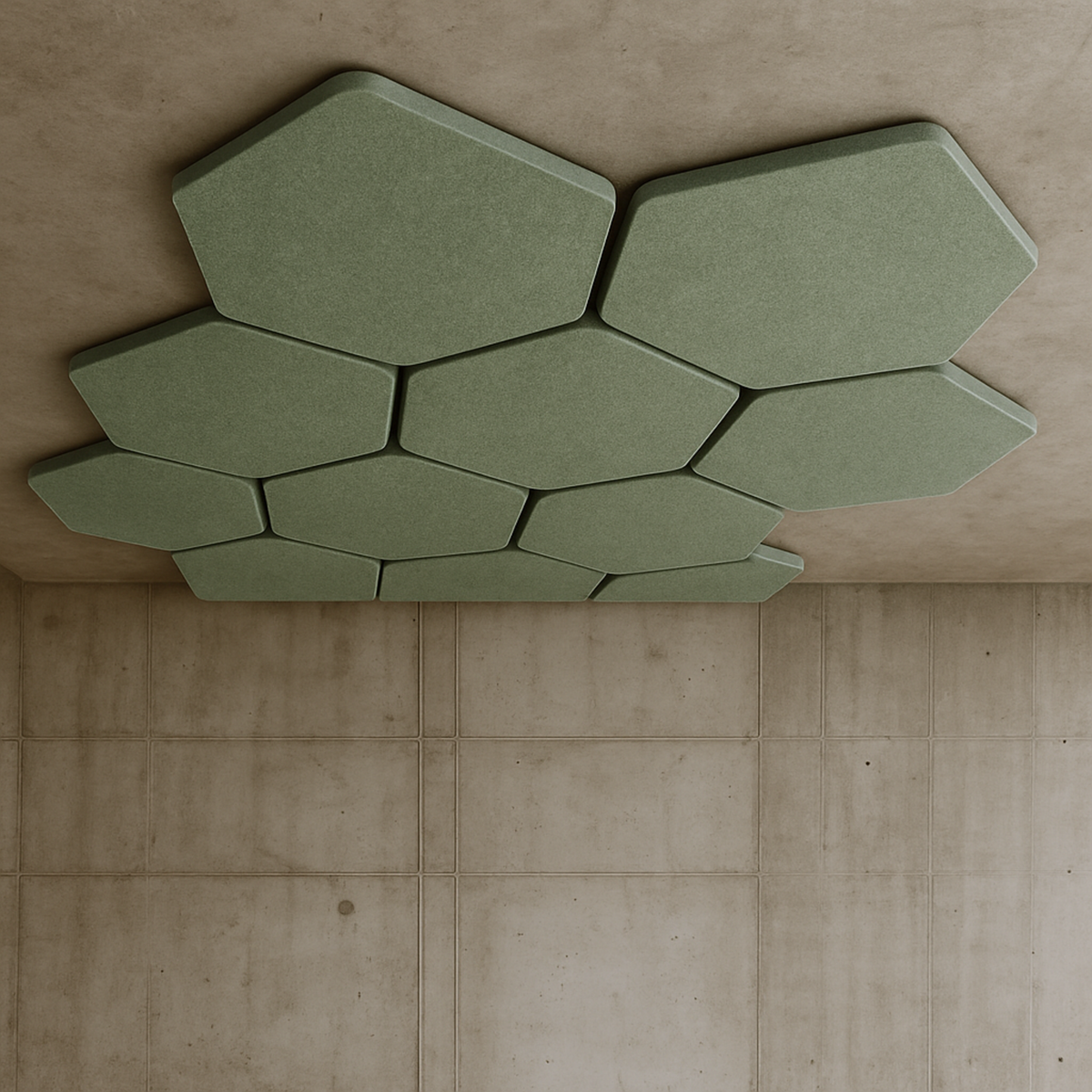 Schallschutz Decke HEXAGON – Top Akustiklösung mit Absorptionsklasse A | Schweizer Design