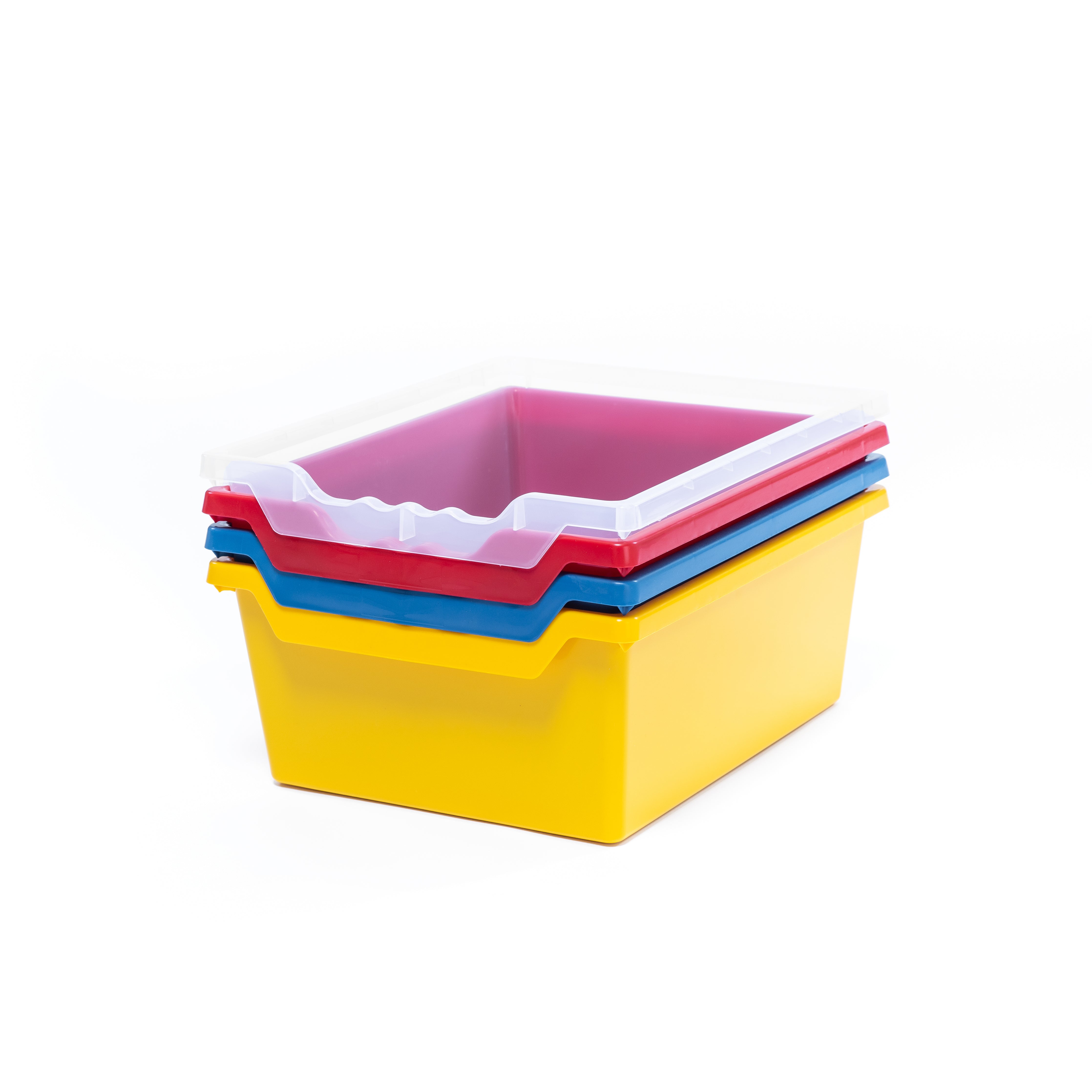 Farbige Ergo Tray Boxen für Schulschrank offen