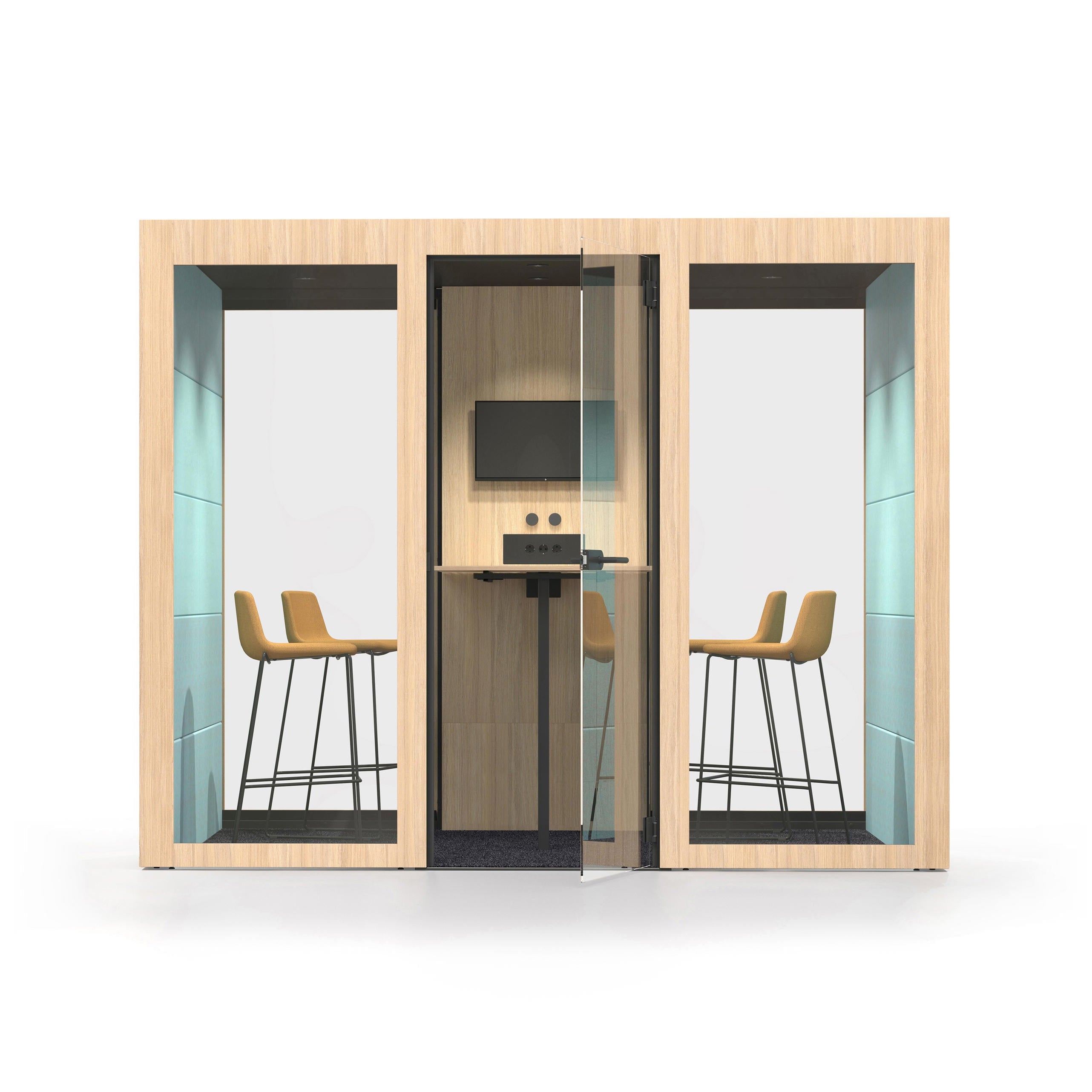 Silent Room L Meetingbox mit Glaswaenden, grosszuegigem Innenraum und modernem Design – akustisch optimierter Raum fuer Besprechungen und kreative Zusammenarbeit im offenen Buero