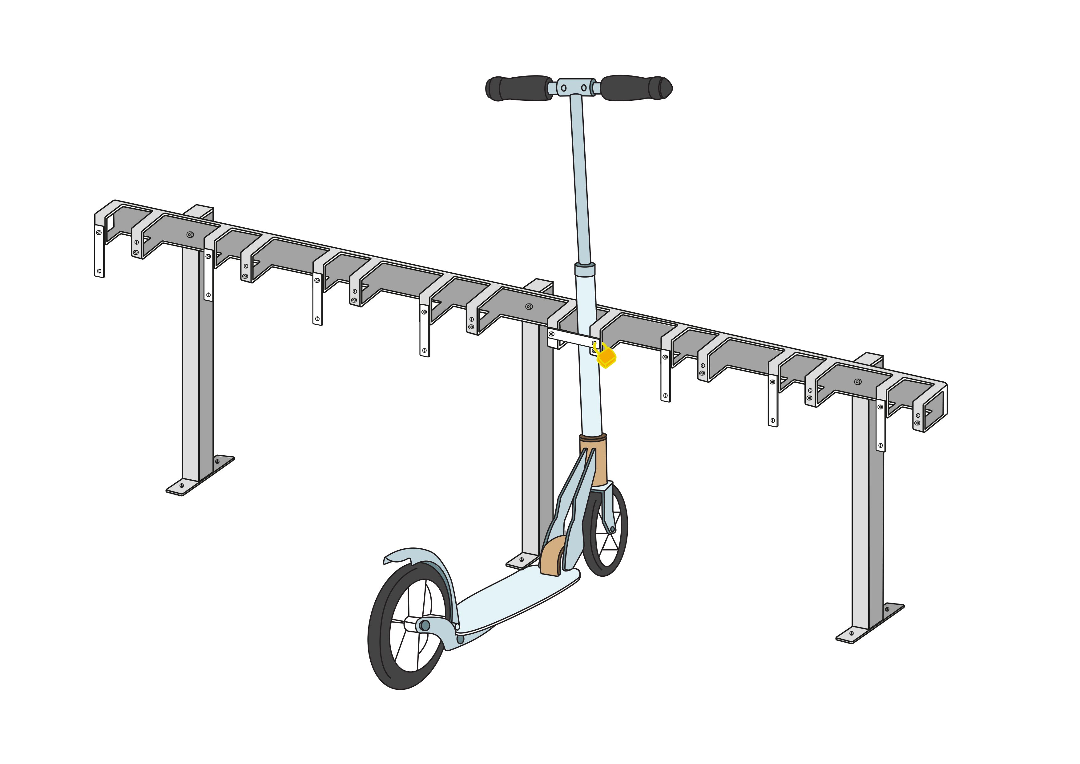 Bootboard Stand pour le montage au sol avec 8 places de stationnement
