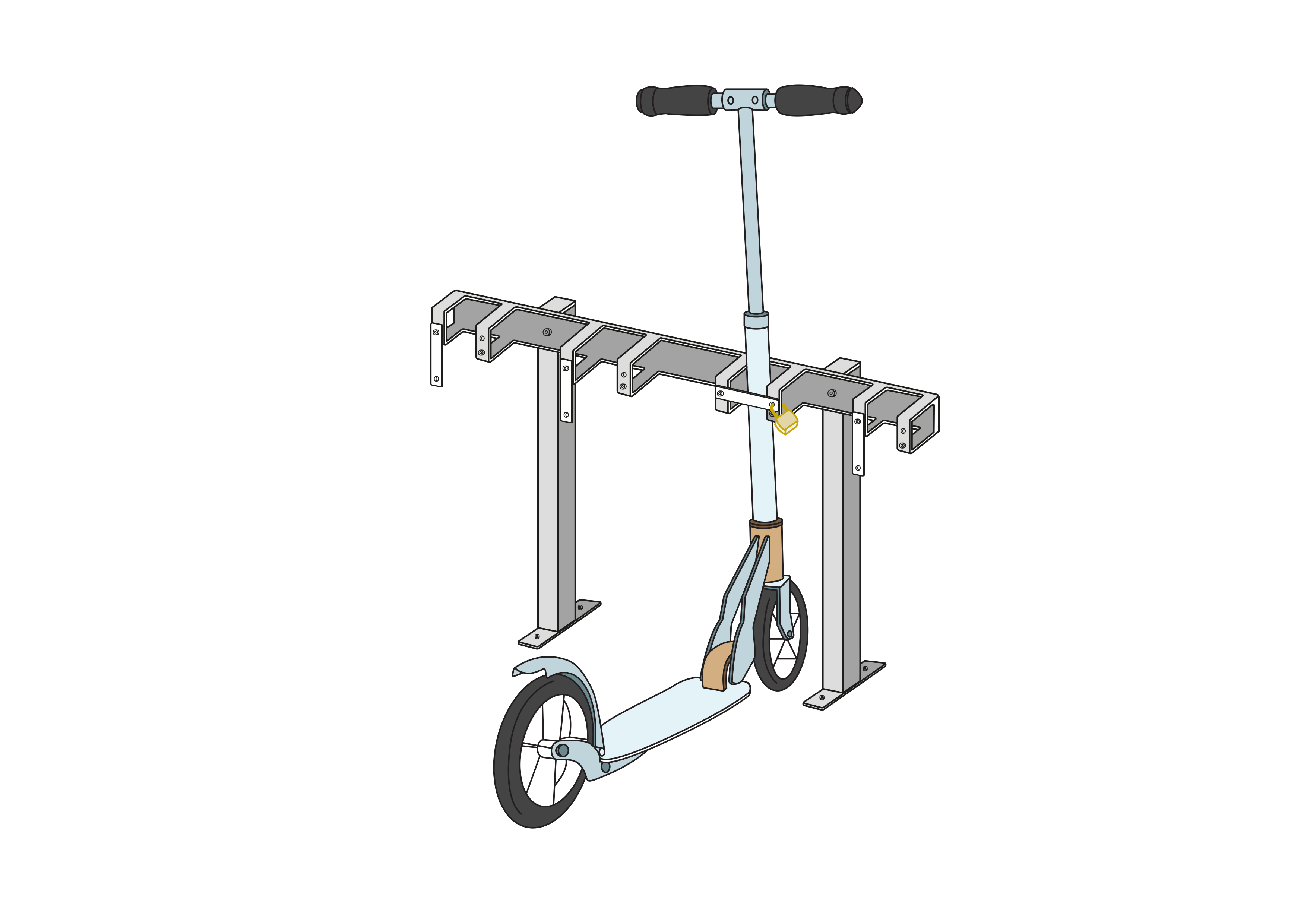 Barre de support pour stationnement pour trottinette électrique