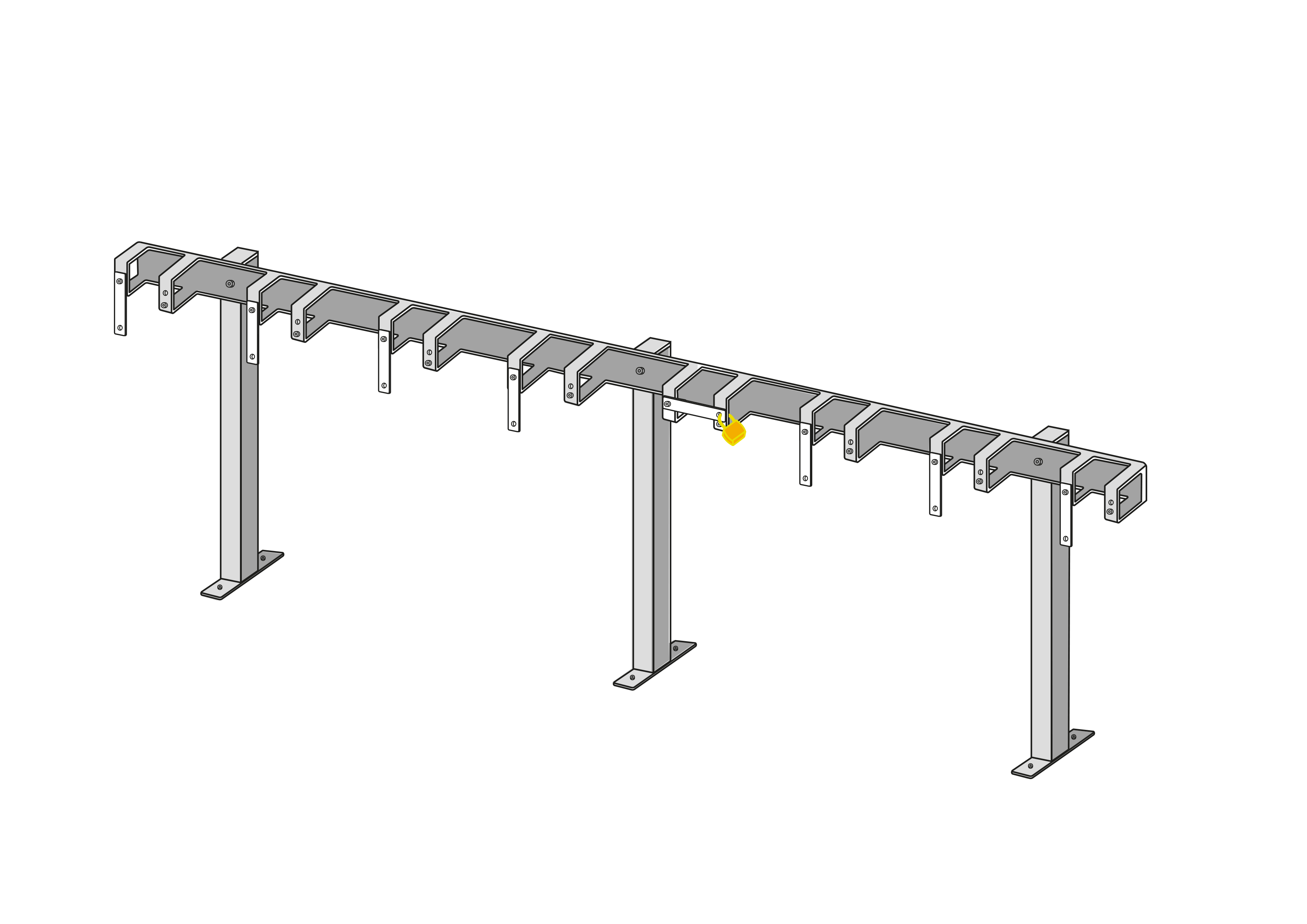 Bootboard Stand pour le montage au sol avec 8 places de stationnement