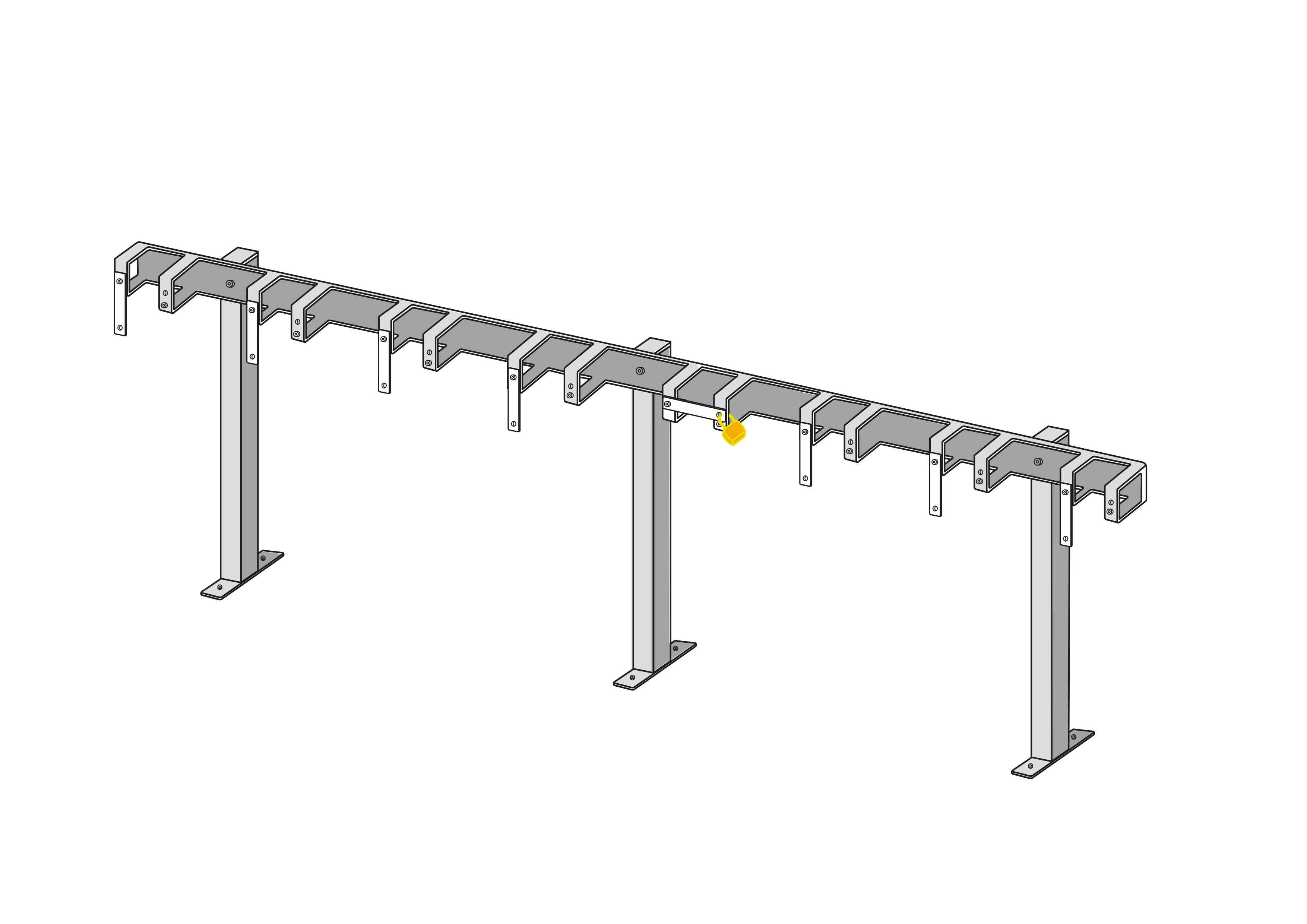 Kickboard Ständer / Scooterständer - Bodenmontage - 8 Stellplätze