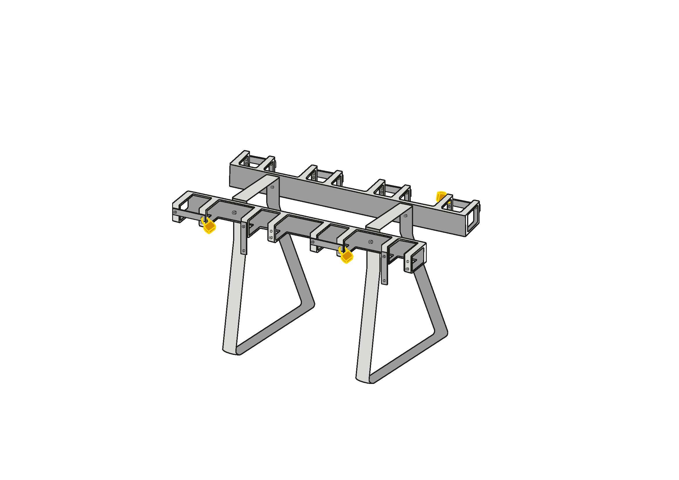 Support de coup de pied avec supports de sol et 8 places de stationnement