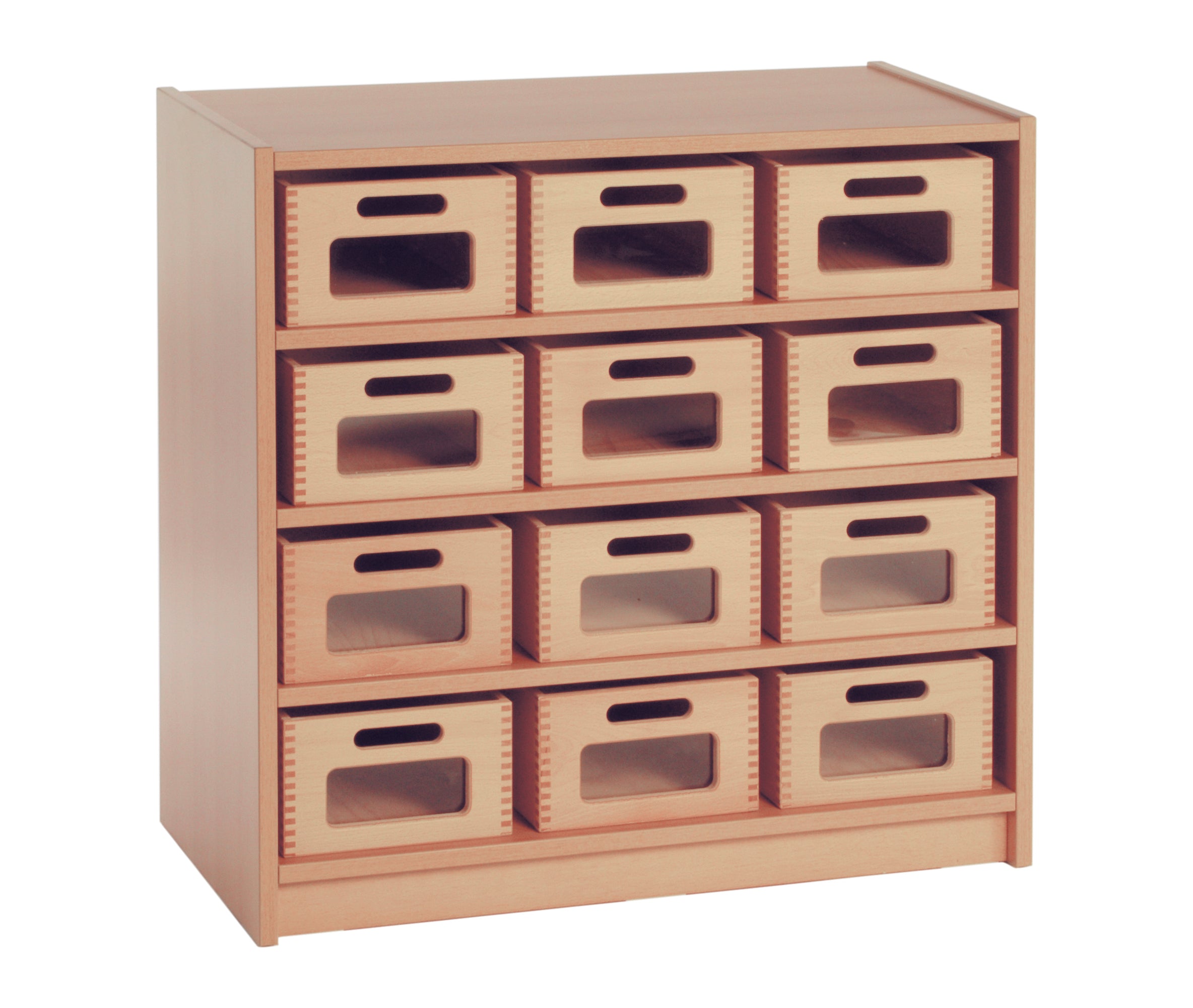Armoire de matériaux avec fenêtres visuelles - commande parfaite pour les meubles de la maternelle