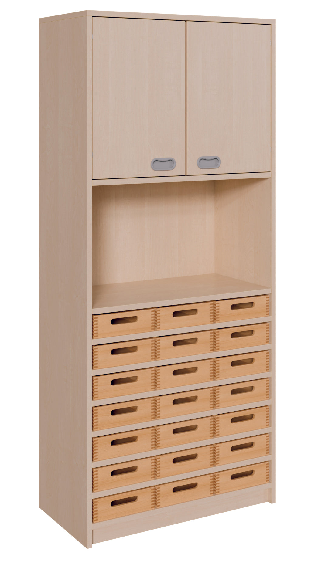 Armoire à matériaux avec caisses en bois massif et étagère verrouillable | Largeur 102cm