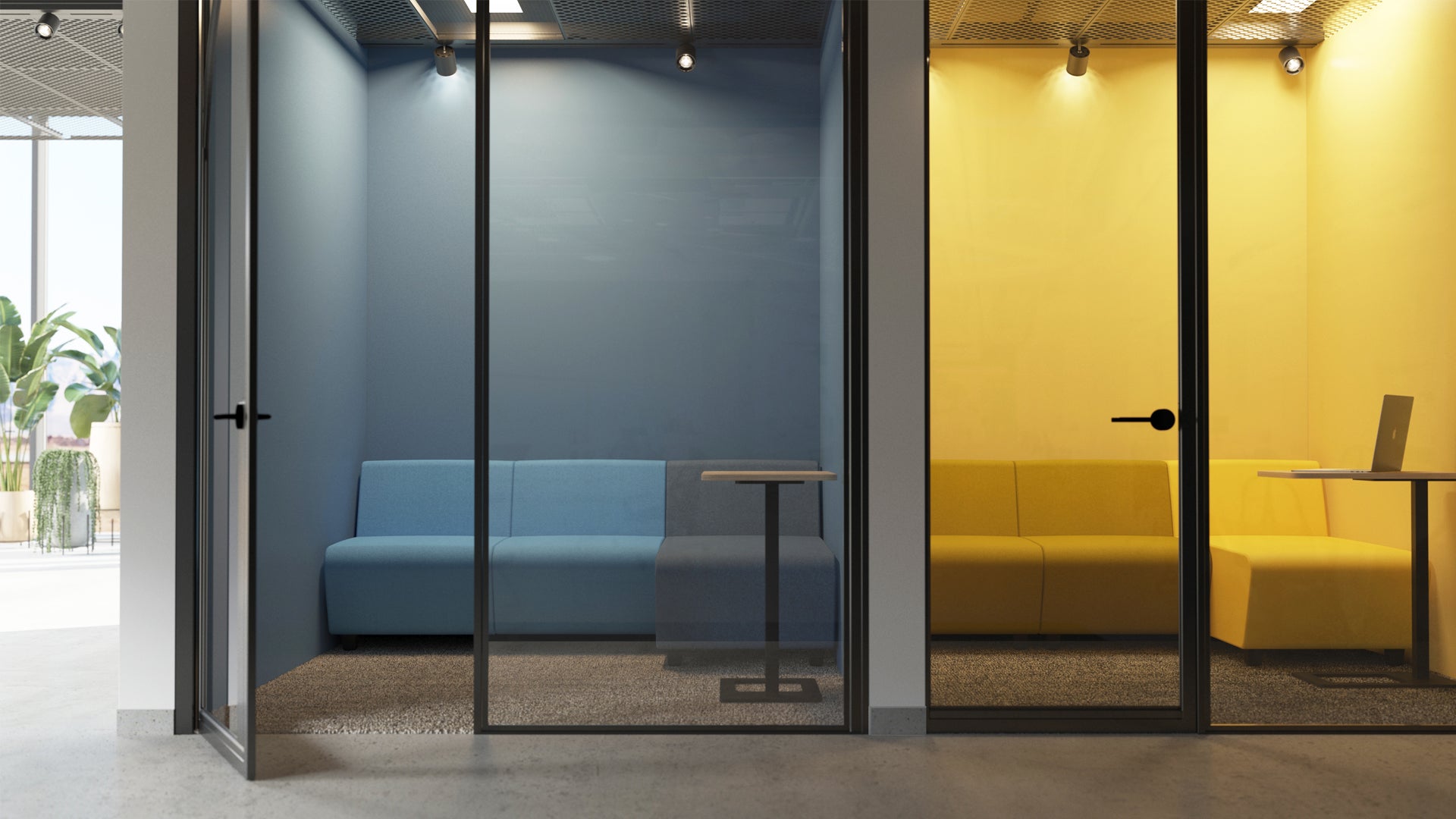 Lounge Sofa fuer Besprechungsboxen in attraktiven Farben